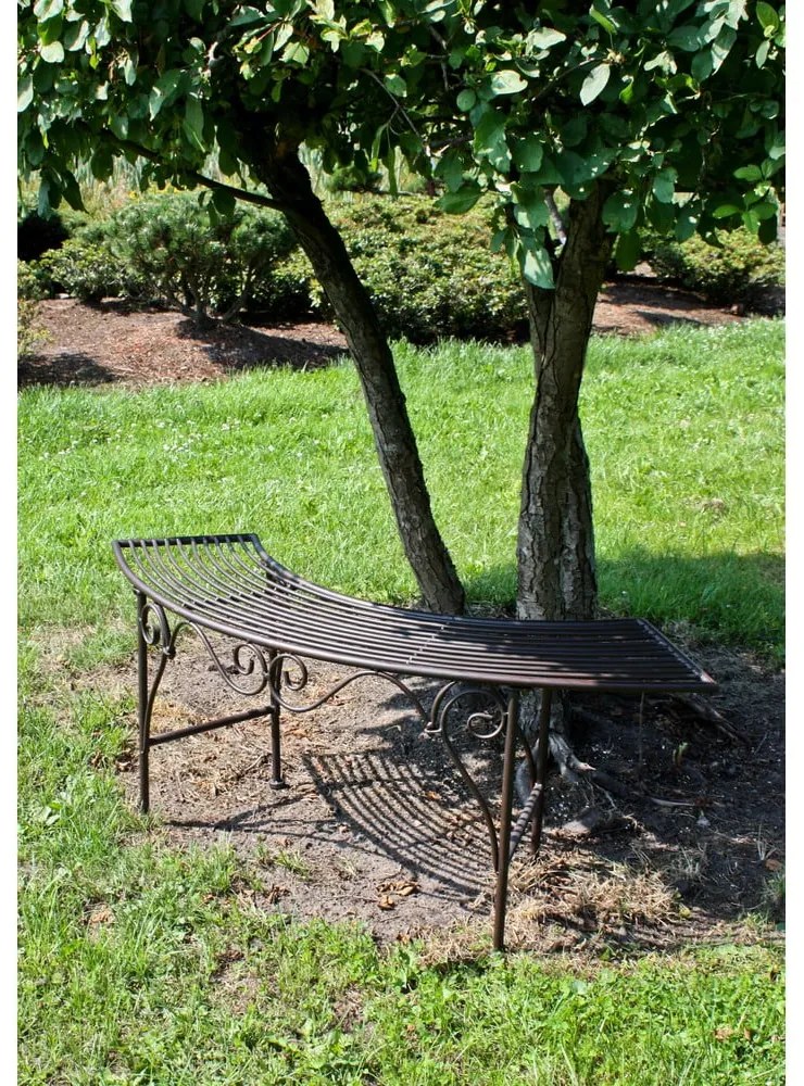 Čierno-tmavohnedá kovová záhradná lavica Fuego – Garden Pleasure