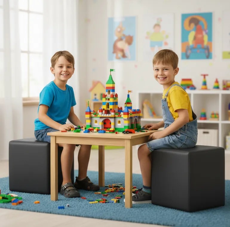 Sedací vak taburetka kocka čierna EMI