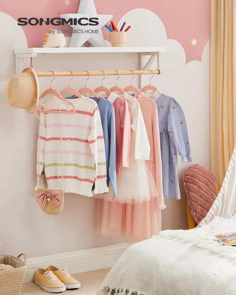 Sada 50 ks dětských sametových ramínek Dreamin světle růžová