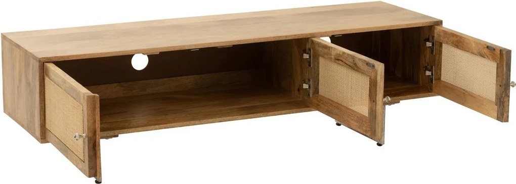 Drevený TV stolík z mangového dreva s výpletom Ginna - 120*43*49 cm