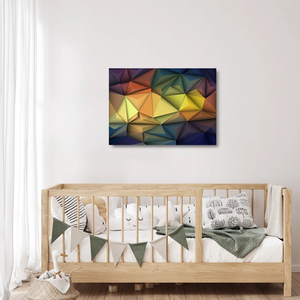 Sklenený obraz - Polygonálna 3D abstrakcia (70x50 cm)