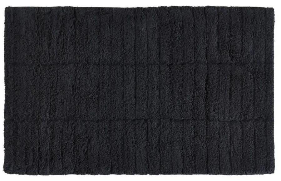 Čierna bavlnená kúpeľňová predložka Zone Tiles, 50 × 80 cm