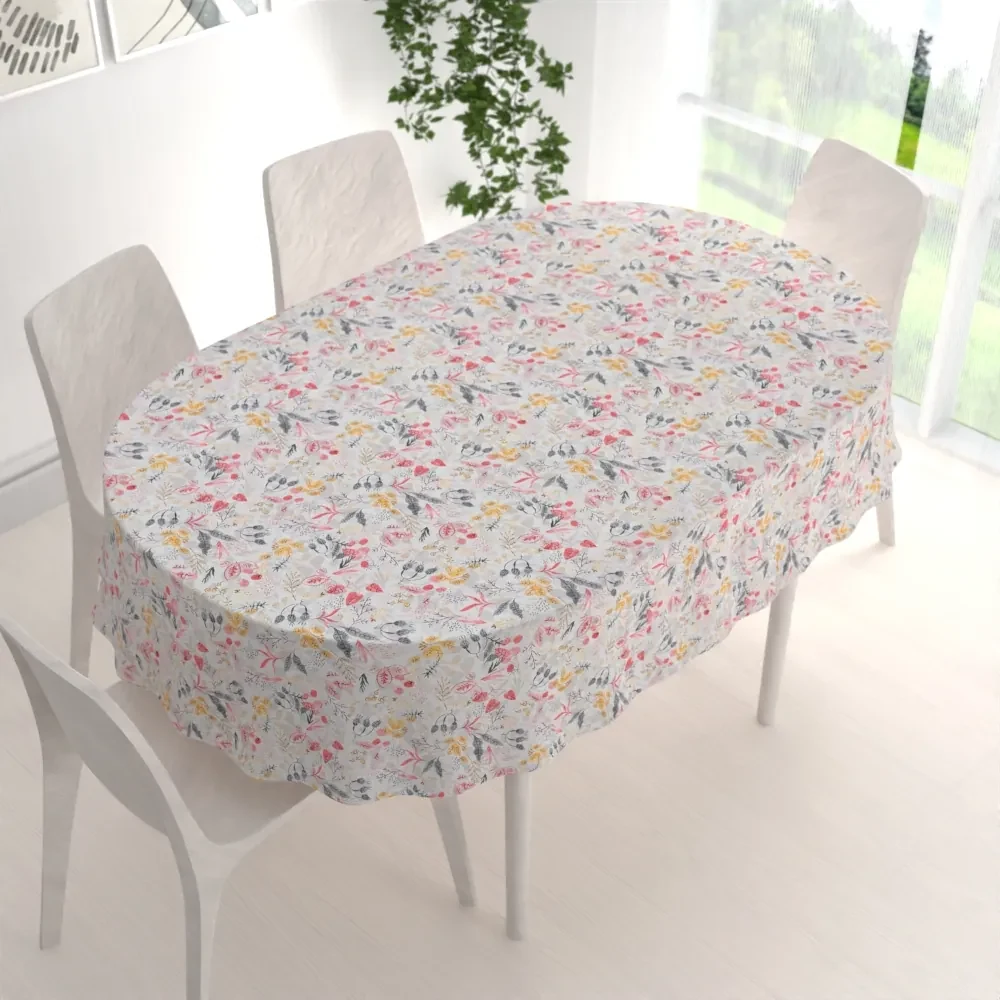 Biante Dekoračný oválny obrus PML-087 Červeno-oranžové lístky 140x200 cm