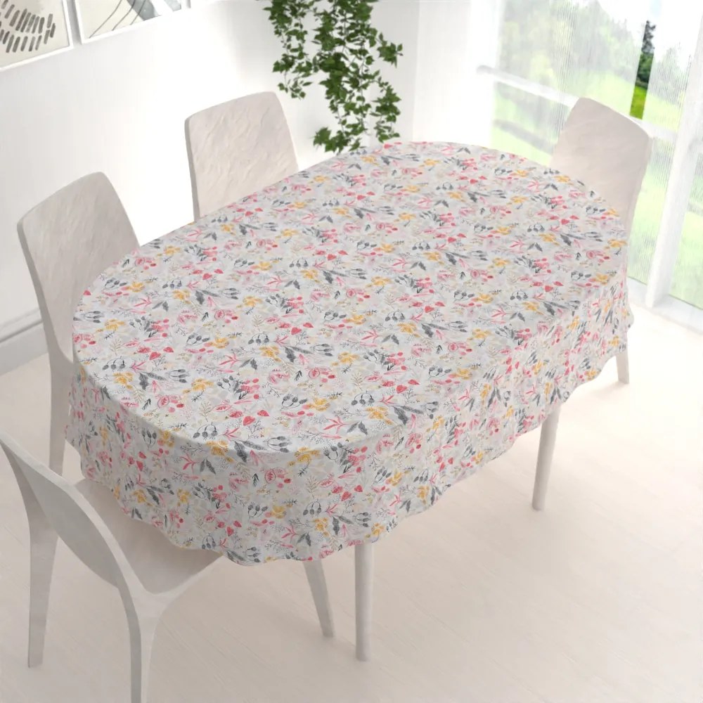 Biante Dekoračný oválny obrus PML-087 Červeno-oranžové lístky 50x100 cm