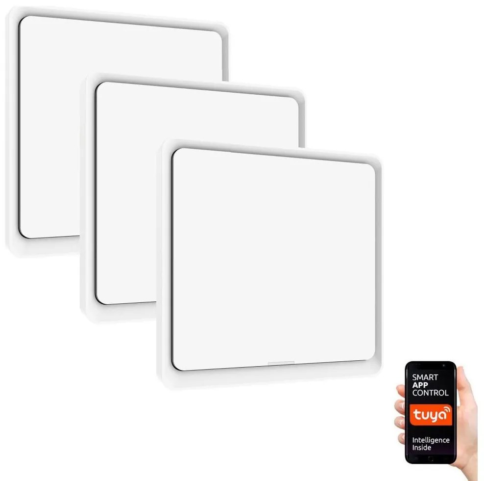 Immax Neo Immax NEO 07512C - SADA 3x Vypínač 1-tlačidlový SMART 230V Wi-Fi Tuya IM0907