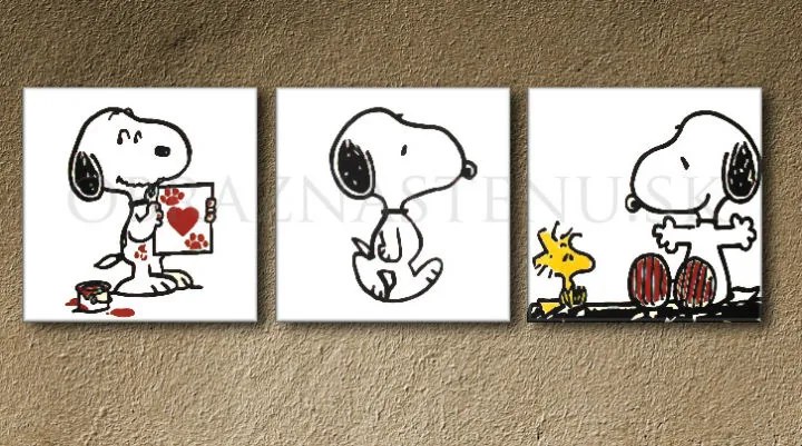 Ručne maľovaný POP Art obraz SNOOPY 210x70 cm