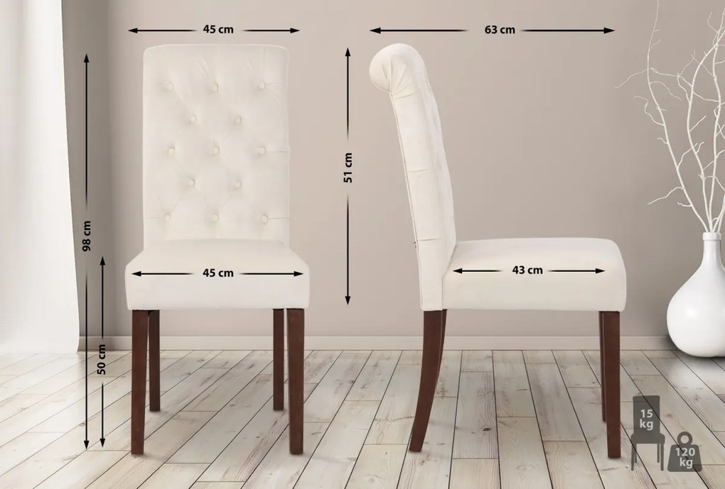 Jedálenská stolička Lisburn - zamat - Krémová