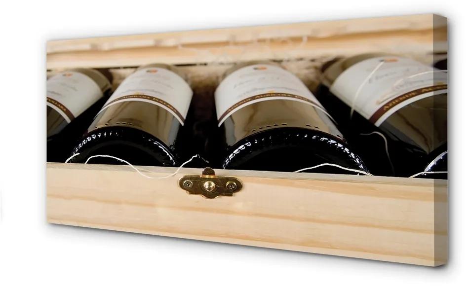 Obraz canvas Fľaše vína v krabici 140x70 cm