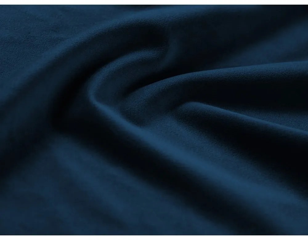 Modrá zamatová rozkladacia/s úložným priestorom rohová pohovka (pravý roh/s leňoškou) Kyoto – Cosmopolitan Design