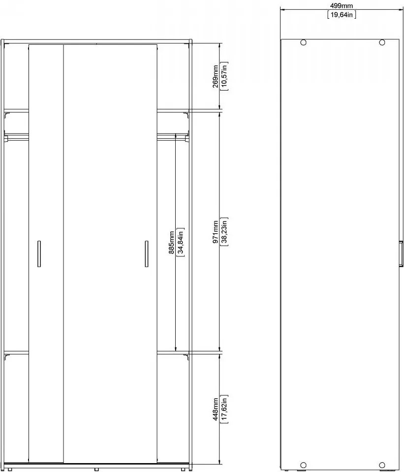 Šatníková skriňa Sida 77 cm s posuvnými dverami biela