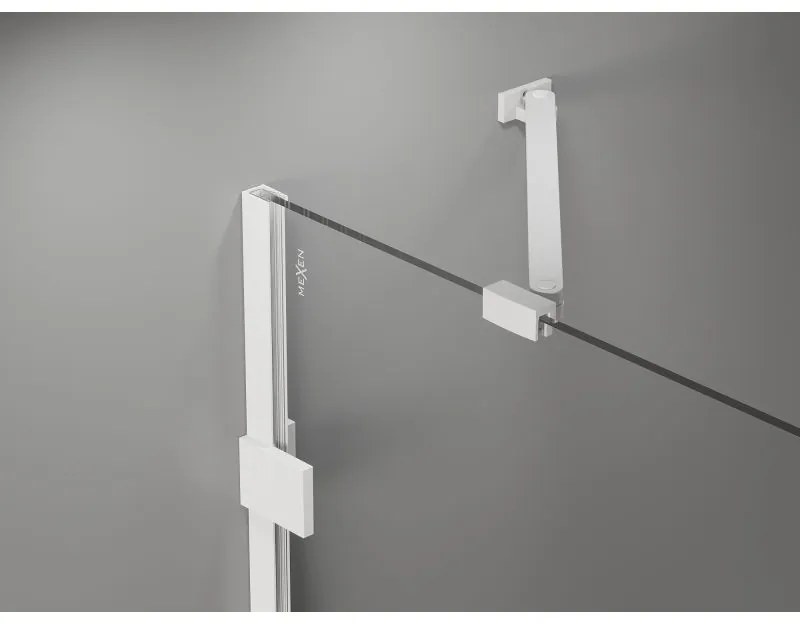 Mexen, Mexen Lunar ľavé otočné sprchové dvere 90 cm, transparentné, biele - 834-090-000-20-00-L