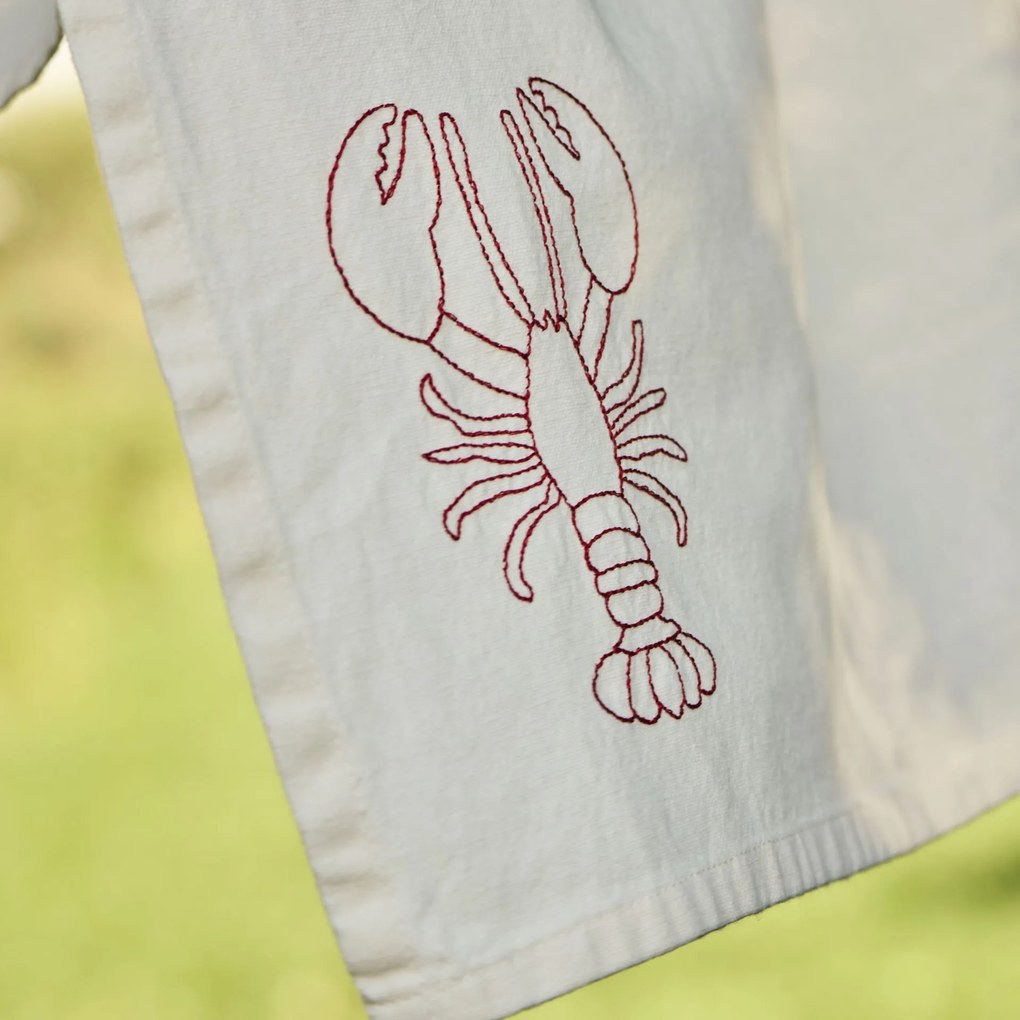 Ib Laursen Bavlnená utierka Crayfish Embroidered