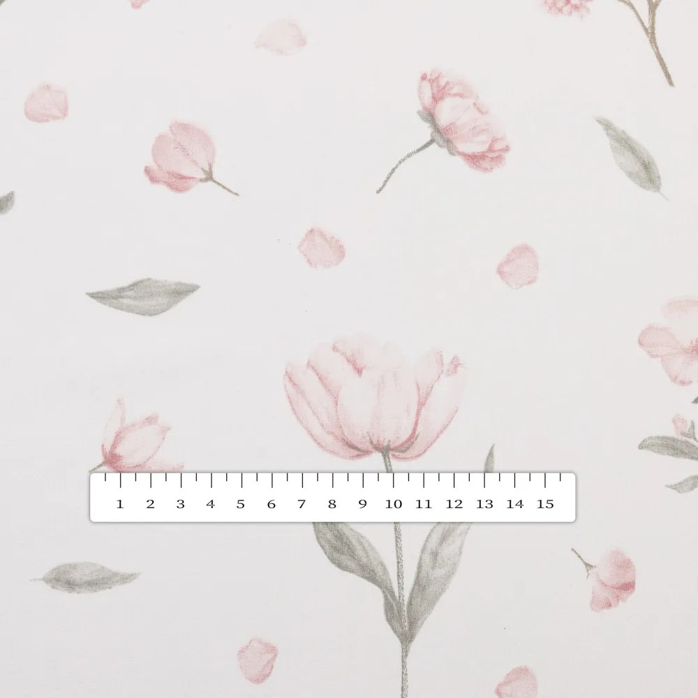 Biante Bavlnený štvorcový obrus Sandra SA-741 Ružové jarné kvety na bielom 80x80 cm