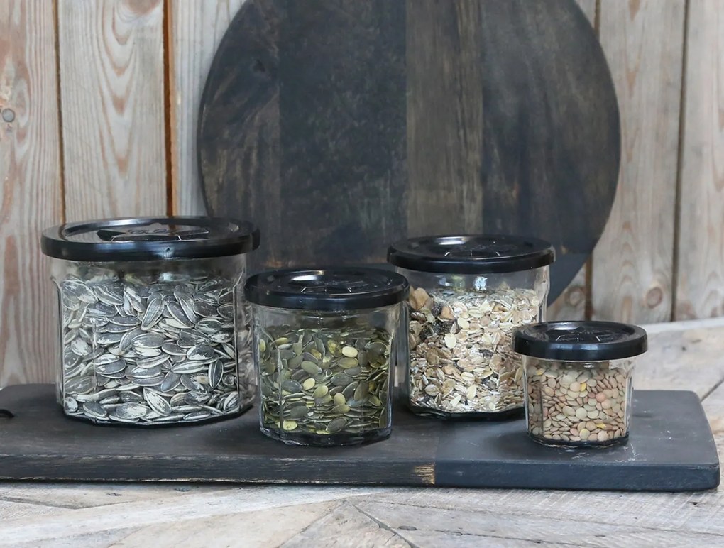 Sklenená dóza s čiernym viečkom French Jam - Ø 13*11 cm