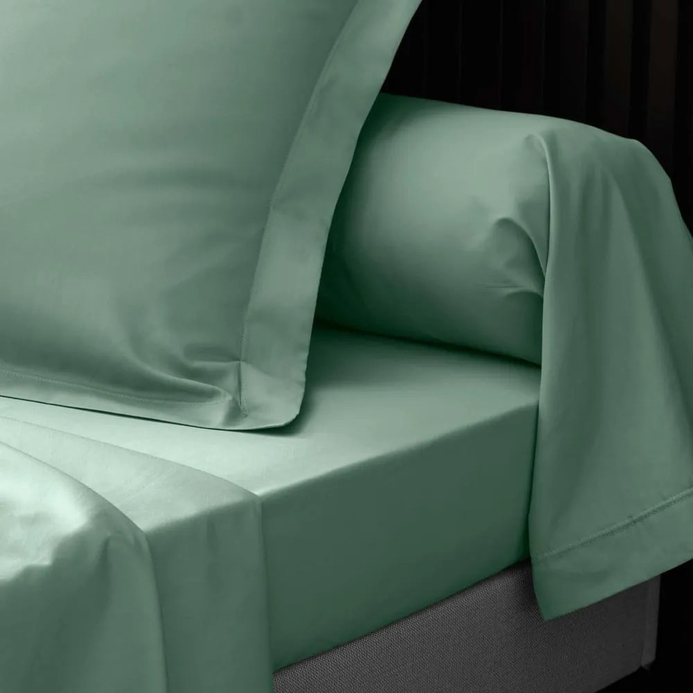 Zelená napínacia plachta z bavlneného perkálu 180x200 cm Percaline – douceur d'intérieur