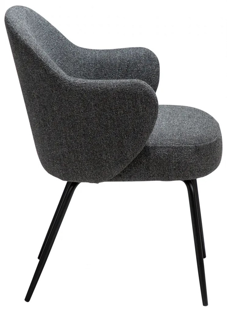 BAE ČALÚNENÁ STOLIČKA S PODRÚČKAMI grey/black