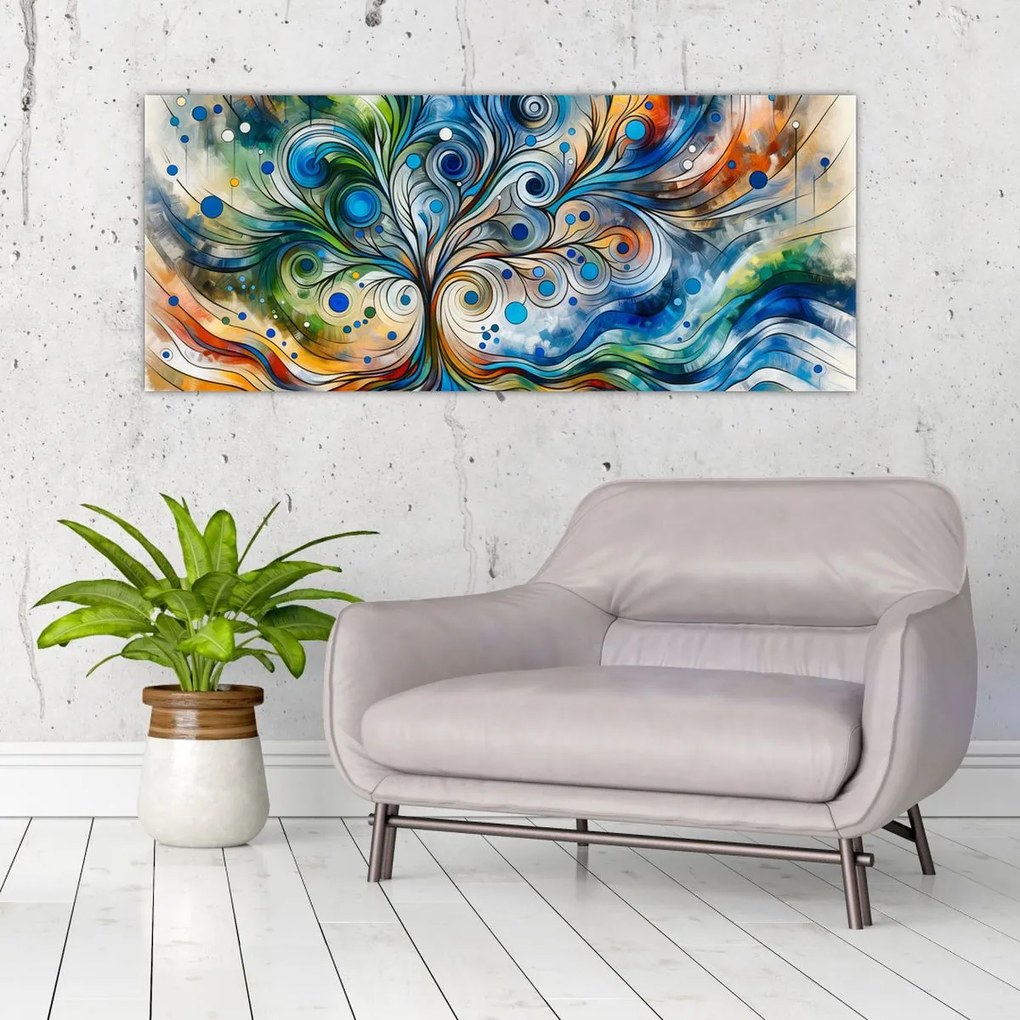Obraz – Farebný energetický strom (120x50 cm)