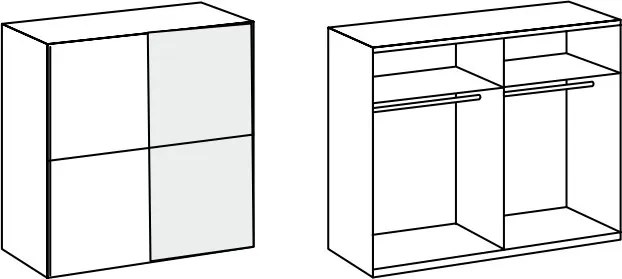 Šatníková skriňa so zrkadlom Baden, 179 cm, biela