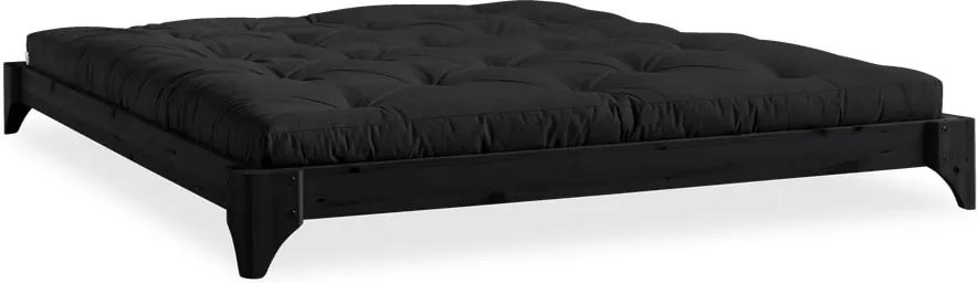 Čierna posteľ z borovicového dreva Karup Design Elan, 140 × 200 cm