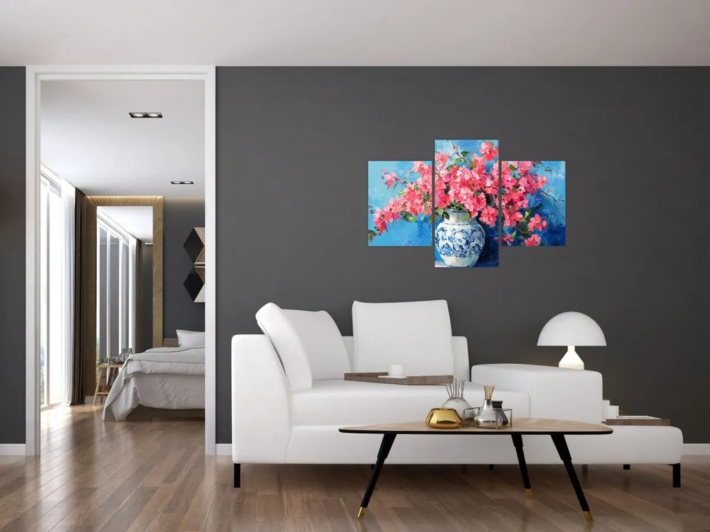 Obraz - Váza ružových kvetov (90x60 cm)