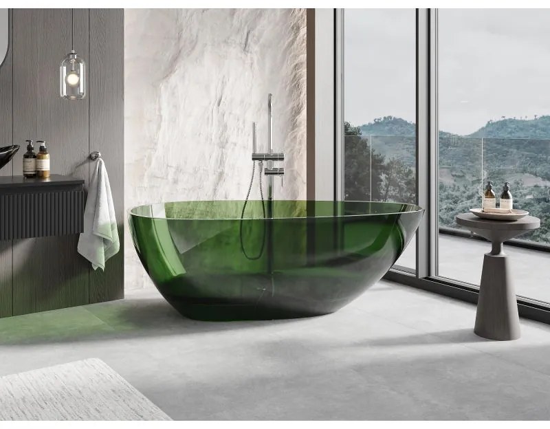 Mexen Glass, voľne stojaca priesvitná vaňa 170 x 85 cm, chrómová zátka, 58061708502