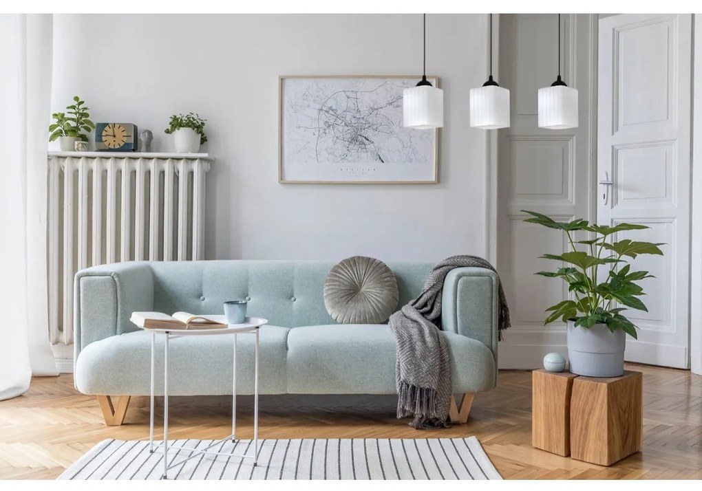 Závesné svietidlo Riffle Square, 3x biele sklenené tienidlo, b