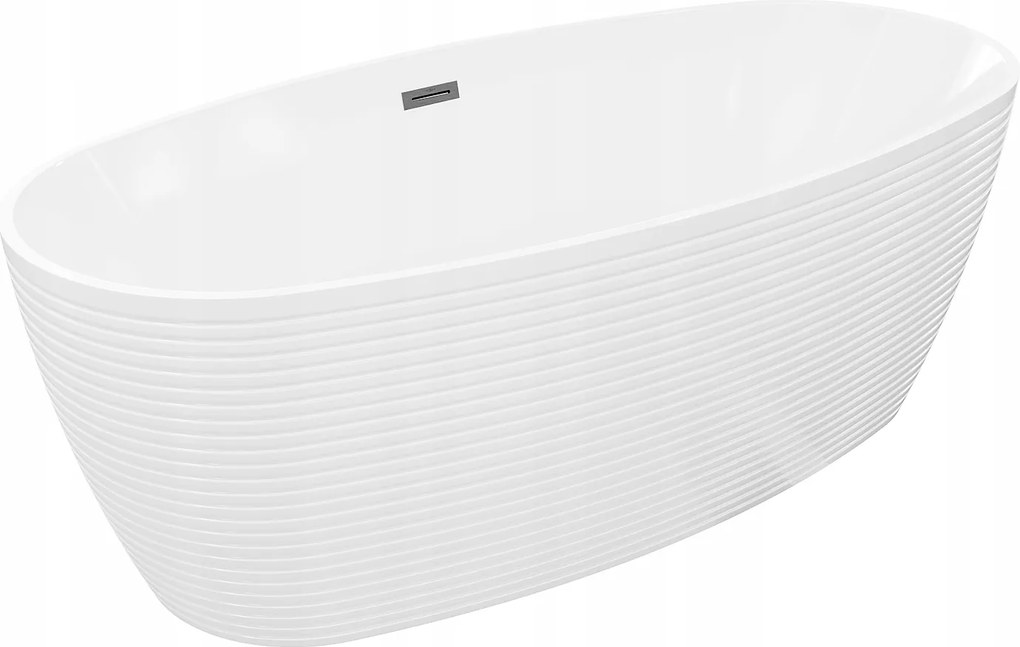 Mexen Lira voľne stojaca vaňa 170x80 cm, biela, gun gray matný