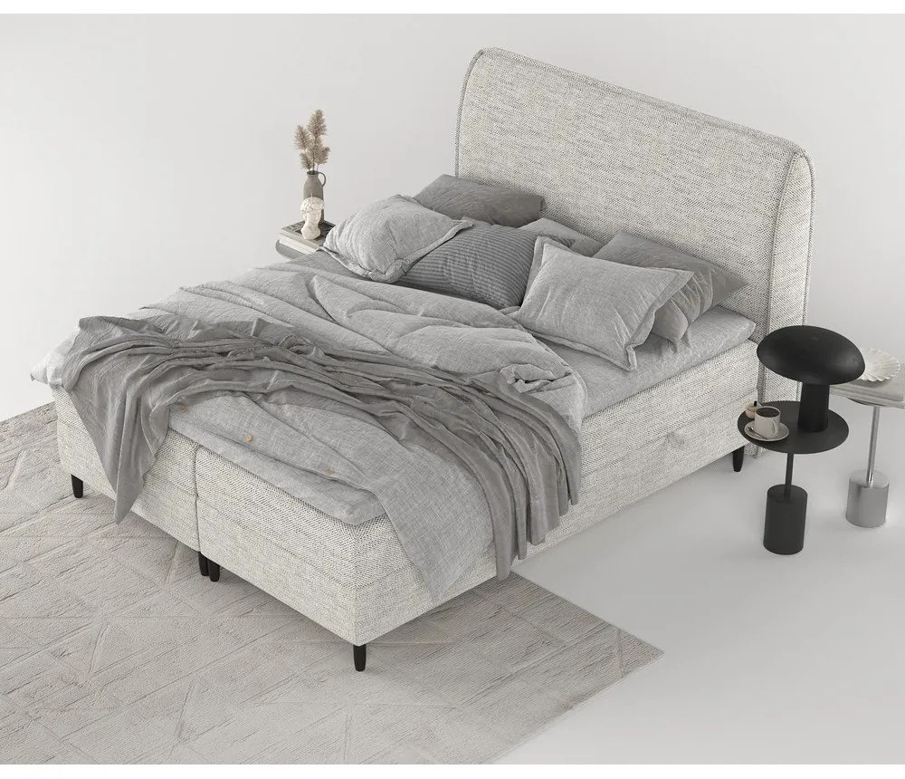 Svetlosivá boxspring posteľ s úložným priestorom 200x200 cm Melba – Maison de Rêve