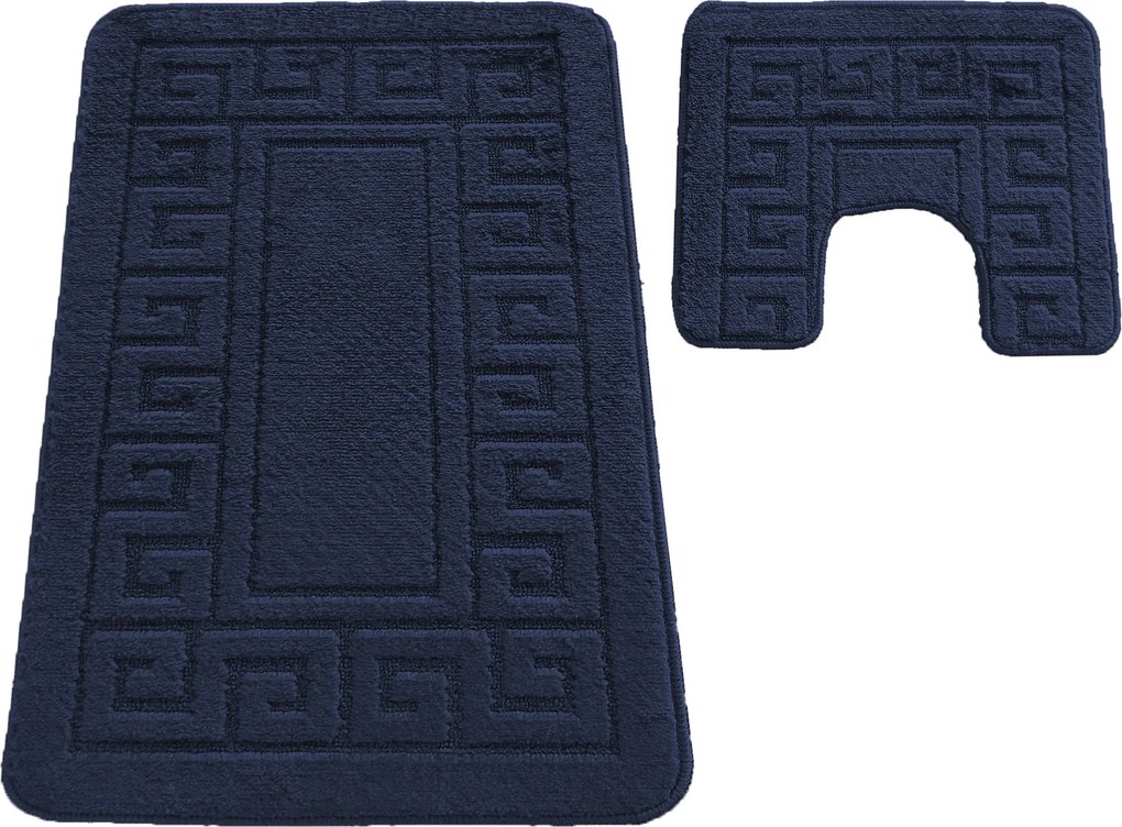 DY Kúpeľňová sada koberčekov s výrezom Montana Ethnic - tmavomodrá