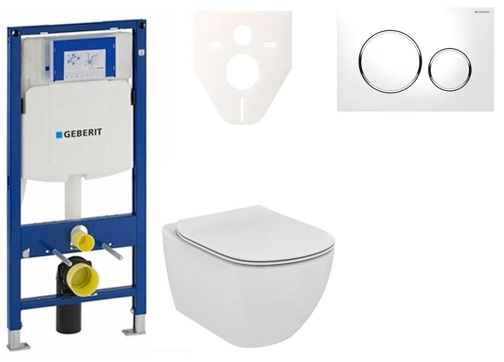 Cenovo zvýhodnený závesný WC set Geberit do ľahkých stien / predstenová montáž + WC Ideal Standard Tesi 111.300.00.5NE4