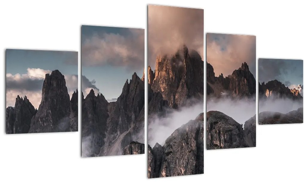 Obraz - Talianske dolomity schované v hmle (125x70 cm), 40 ďalších rozmerov