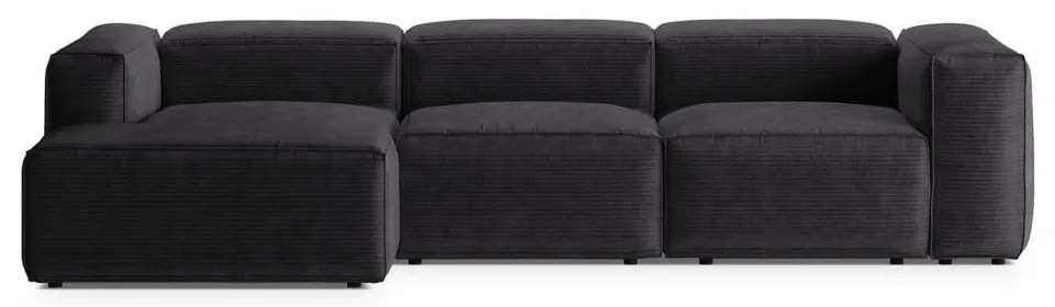 Tmavosivá menčestrová rohová pohovka (ľavý roh/s leňoškou) Bergano – Cosmopolitan Design