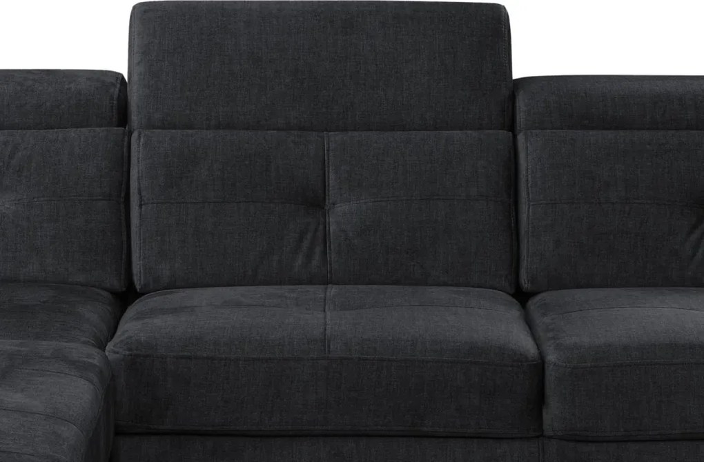 Rohová sedacia súprava Sergio, čierna látka, ľavý roh