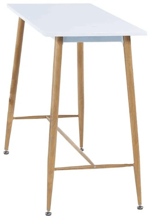 Barový stôl, biela/buk, 110x50 cm, DORTON