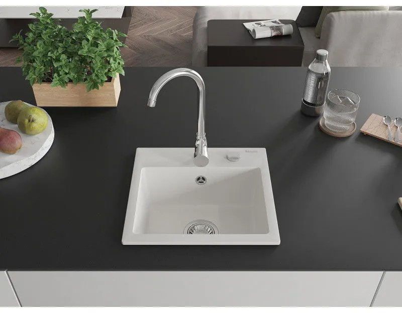 Mexen Milo - drez granitový 43,5x41,0cm, 1-komorový, biela, 6505441000-20