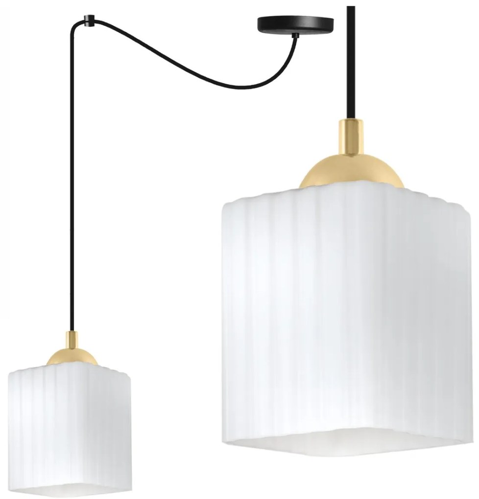 Závesné svietidlo Riffle Square Spider, 1x biele sklenené tienidlo, b/g