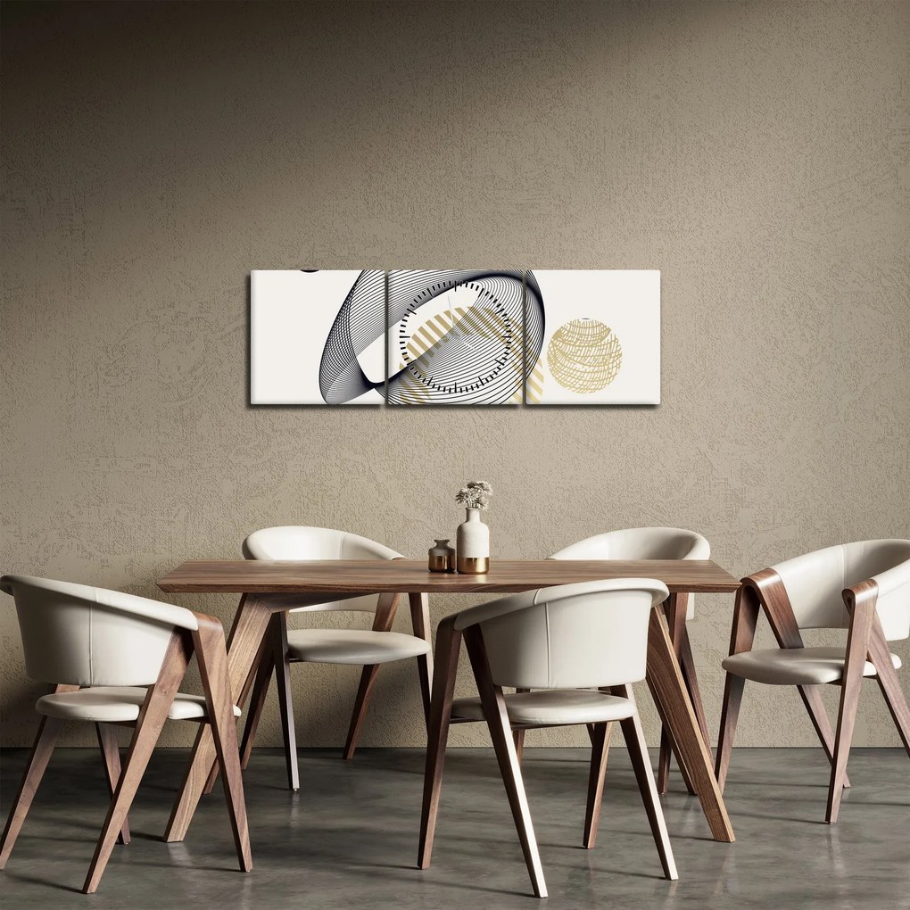 Obraz - Geometrické tvary N⁰3 (s hodinami) (90x30 cm)
