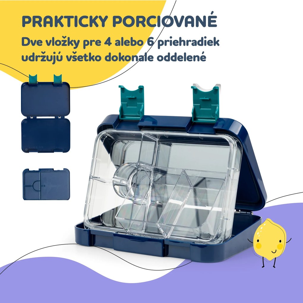 Klarstein Schmatzfatz junior desiatový box, 6 priehradiek, 21,3 x 15 x 4,5 cm, bez BPA