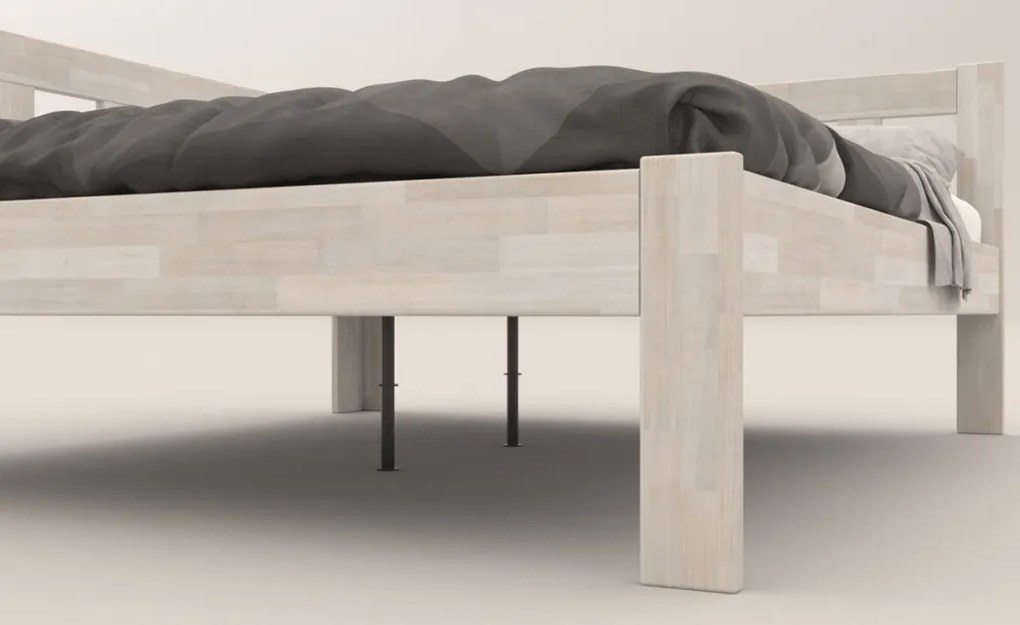 Rohová posteľ so zástenou vľavo Tema L 180x200 cm, bielený buk