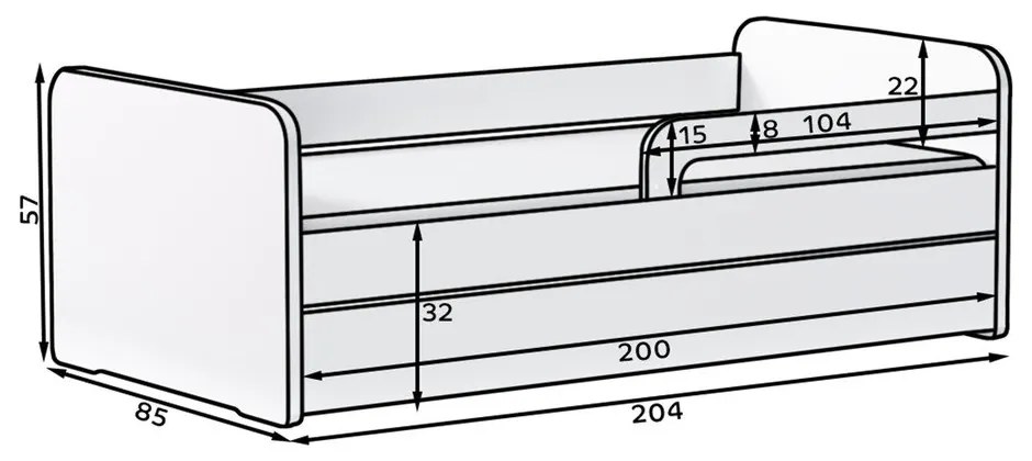 Biela detská posteľ s matracom/s roštom 80x200 cm Duuli – ELTAP