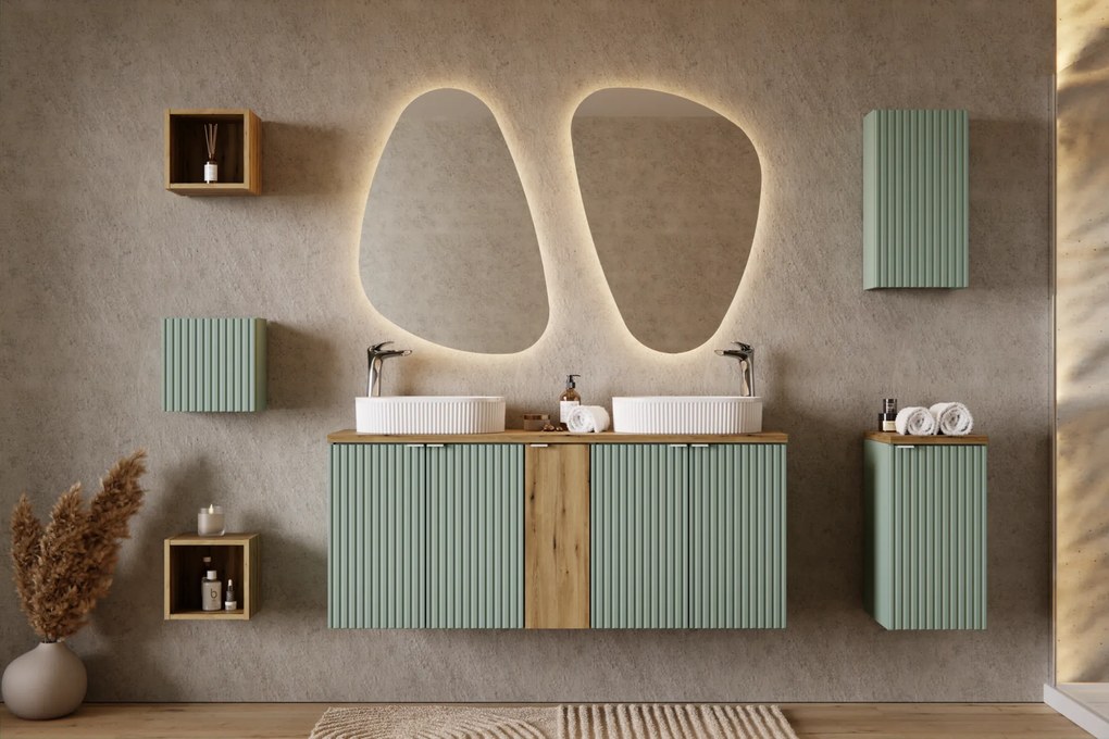 Vysoká kúpeľňová skrinka Line Reed Green D 80-03-2D zelená