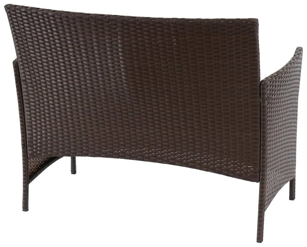 Polyratanová záhradná lavica Halden - melírovaná hnedá, vankúš krémová