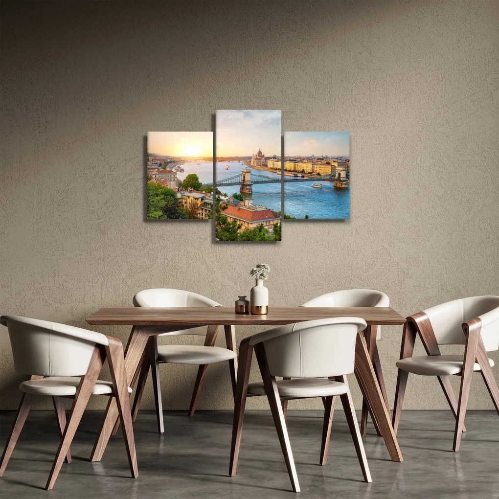 Obraz mesta Budapešť s riekou (90x60 cm)