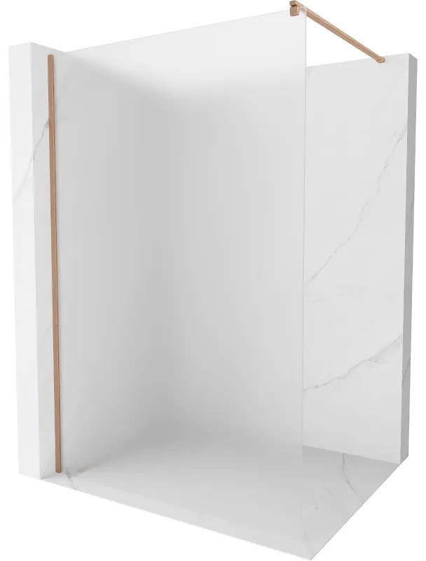 Mexen Kioto, sprchová zástena Walk-In 130 x 200 cm, 8mm sklo námraza, medený matný profil, 800-130-101-65-30