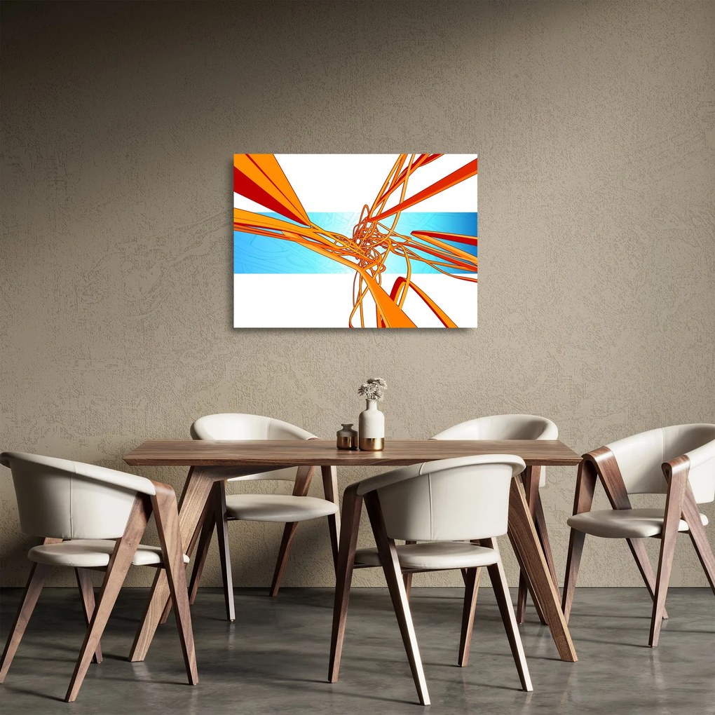 Sklenený obraz - Prepletené čiary, abstrakcie (70x50 cm)