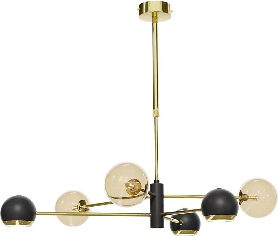 Jupiter 1966 - Luster na tyči MOKA 3xGU10/10W/230V + 3xG9/10W/230V zlatá/čierna/béžová