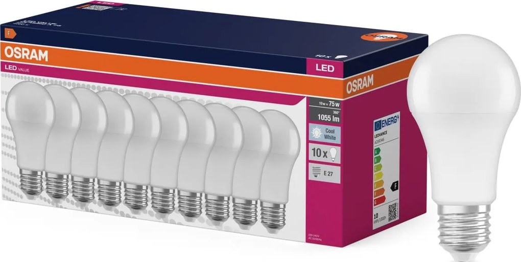 SADA 10x LED Žiarovka CLASSIC A75 E27/10W/230V 4000K - Osram