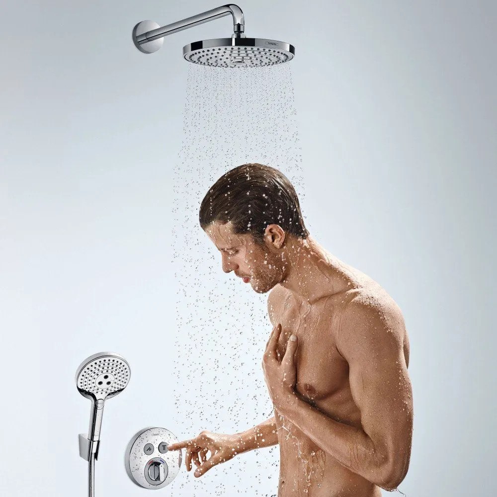 HANSGROHE Raindance Select S horná sprcha 2jet, priemer 243 mm, so sprchovým ramenom 390 mm, chróm, 26466000