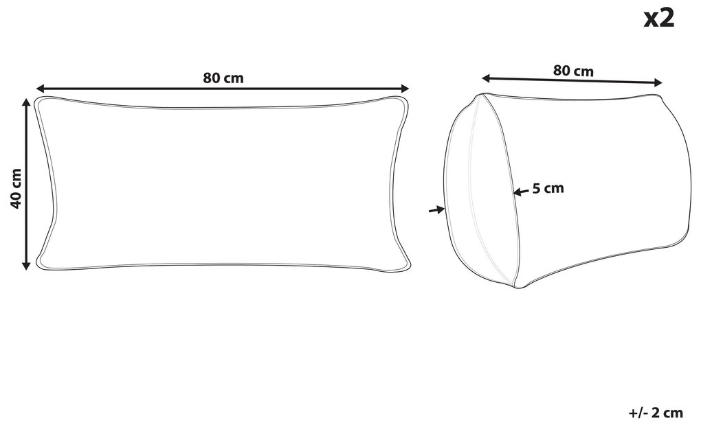 Sada 2 vankúšov z mikrovlákna s vysokým profilom 40 x 80 cm PELISTER Beliani