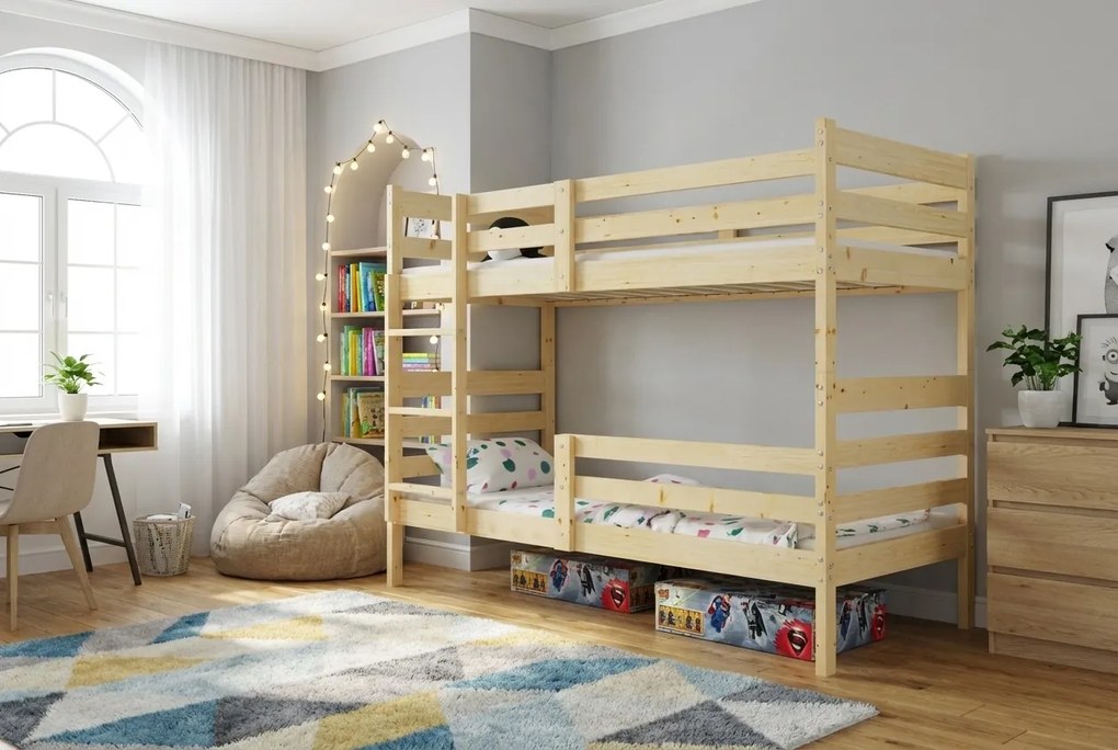 Poschodová posteľ s matracmi ERIK natural 200x90 borovica